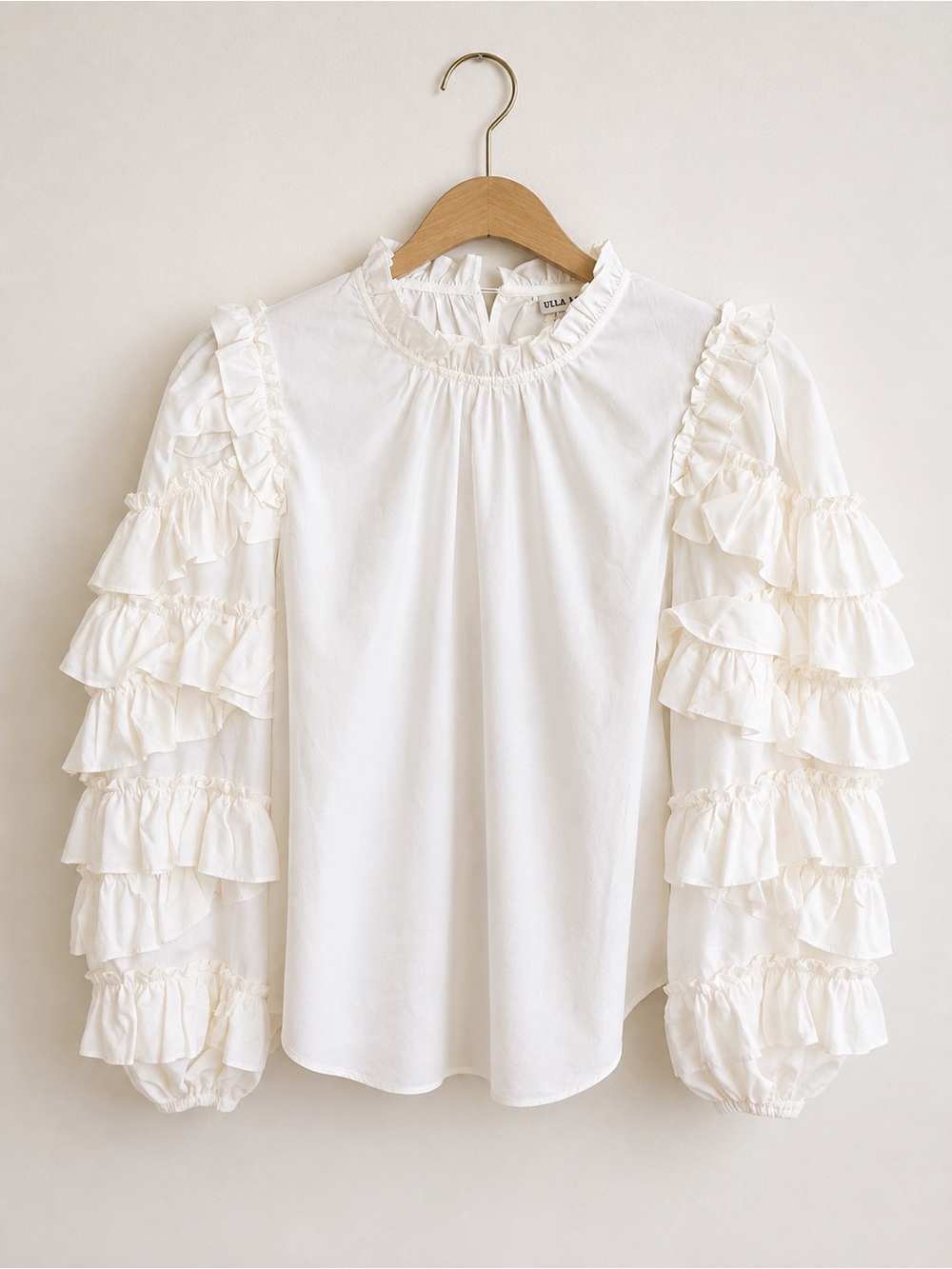 Ulla Johnson Ivory Ruffle Sleeve Cotton Blouse Romantic Boho Top
